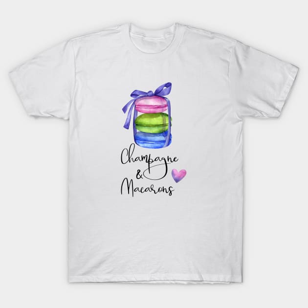 Champagne and Macarons T-Shirt by ColorFlowCreations